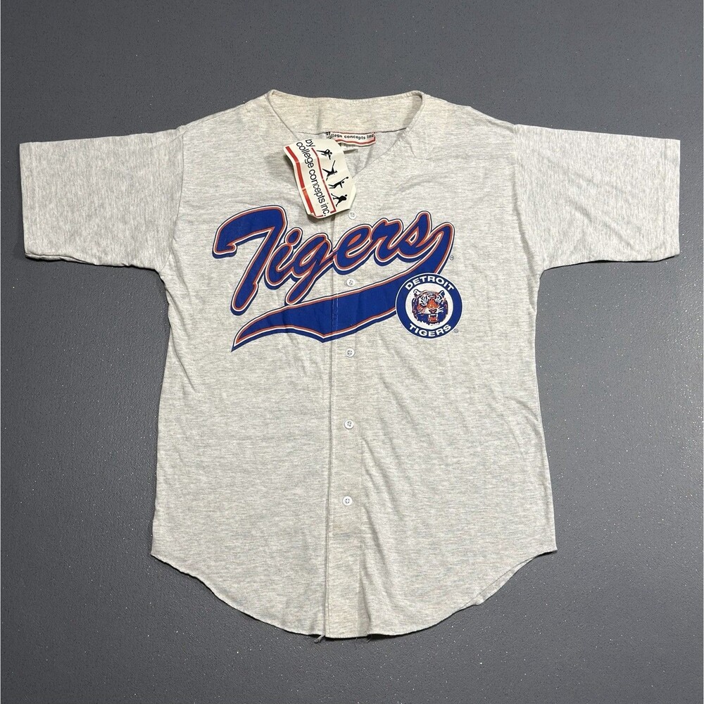 VTG 90s Detroit Tigers Jersey Shirt Medium College Concepts Deadstock Made USA